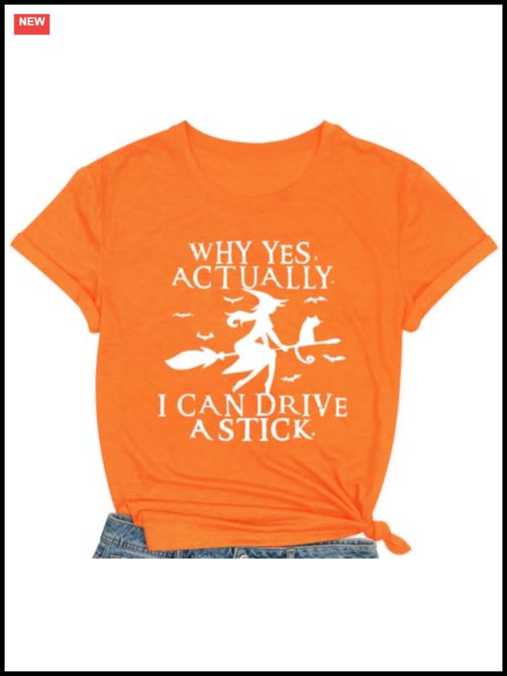Why Yes I Can Drive A Stick Halloween Witch Graphic Tee